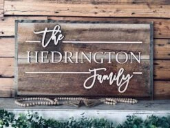 Reclaimed Wood Family Name Sign | Raised Lettering Farmhouse Name Sign | Custom Sign