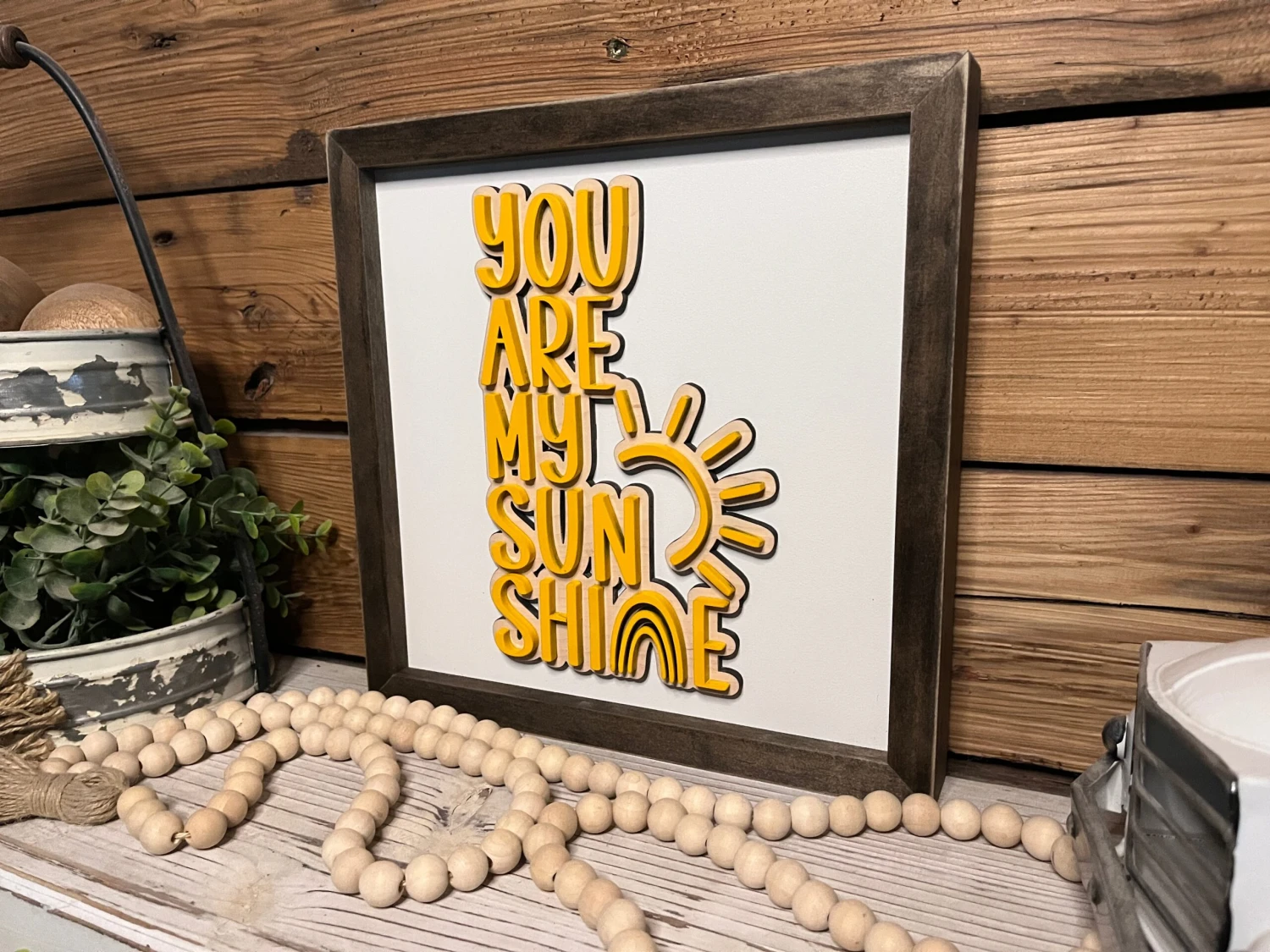 You Are My Sunshine | Farmhouse Sign | Framed With Raised Lettering 2 You Are My Sunshine | Farmhouse Sign | Framed With Raised Lettering - Image 2