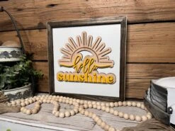 Hello Sunshine | Farmhouse Sign | Framed With Raised Lettering -The Farmer’s Wife WI Deals Store IMG 5650