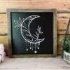 Crescent Moon Square Sign | Farmhouse Home Decor | Moon Star Flowers
