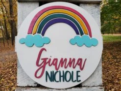 Personalized 3D Cutout Decor Sign With Child's Name And Rainbow