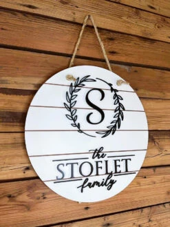Personalized Name Sign | Custom Sign | Shiplap Wall Decor | Shiplap Sign | Family Name Sign -The Farmer’s Wife WI Deals Store RoundFamilySign2