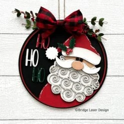 Santa Ho Ho Ho Front Door Sign | Farmhouse Christmas Decor
