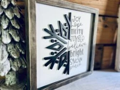 Christmas Sign | Snowflake Subway Art | Farmhouse Sign -The Farmer’s Wife WI Deals Store Snowflake Sign White 1