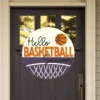 Hello Basketball Season Round Sign | Farmhouse Front Door Sign | Round Welcome Sign
