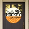 Hello Hockey Season Round Sign | Farmhouse Front Door Sign | Round Welcome Sign