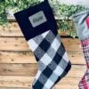 Annie Black Check Stocking With Personalized Leather Patch