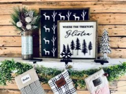Wintergleam Black White Plaid Stocking With Personalized Leather Patch -The Farmer’s Wife WI Deals Store Stocking 15 1