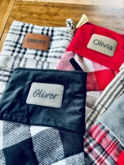 Annie Black Check Stocking With Personalized Leather Patch -The Farmer’s Wife WI Deals Store Stocking 3 1