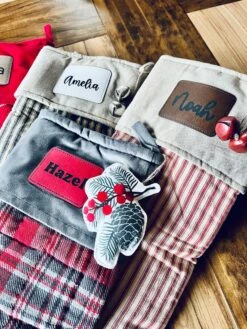 Annie Black Check Stocking With Personalized Leather Patch -The Farmer’s Wife WI Deals Store Stocking 4 1