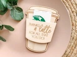 Coffee Gift Card Holder | Teacher Gifts Thank You | Teacher Appreciation Gift | Thanks A Latte