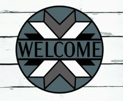 Welcome Quilt Star DIY Sign Kit | DIY Paint Party Set | Round Door Hanger Sign