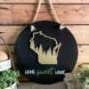 Round Wisconsin Home Sweet Home Sign