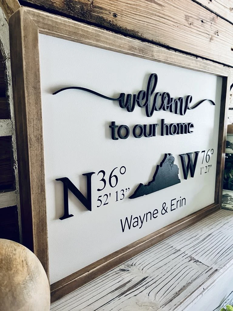Personalized Welcome Home Sign With GPS Coordinates | Custom Housewarming Gift For New Homeowners | Realtor Closing Gift | Family Name Sign 4 Personalized Welcome Home Sign With GPS Coordinates | Custom Housewarming Gift For New Homeowners | Realtor Closing Gift | Family Name Sign - Image 4