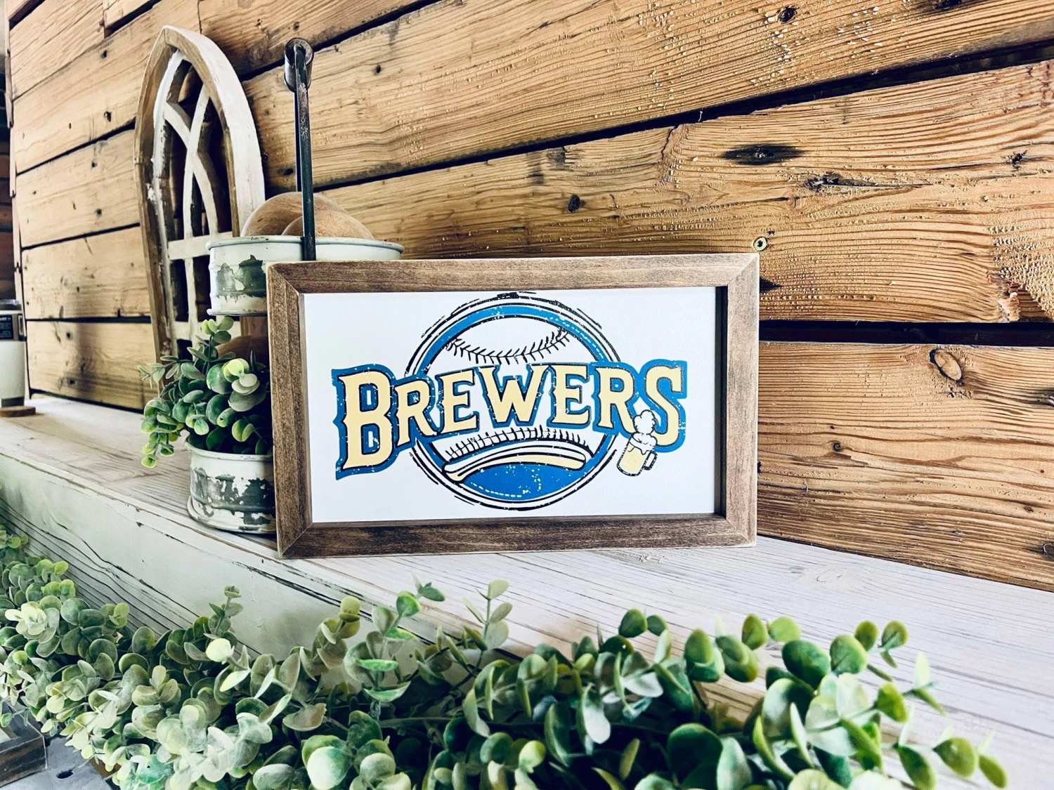 Farmhouse Baseball Wall Art – ‘Brewers’ Sign With Beer Mug And Bat Design, Framed Sports Decor For Man Cave Or Game Room, Wisconsin Fan Gift 1 Farmhouse Baseball Wall Art – ‘Brewers’ Sign With Beer Mug And Bat Design, Framed Sports Decor For Man Cave Or Game Room, Wisconsin Fan Gift