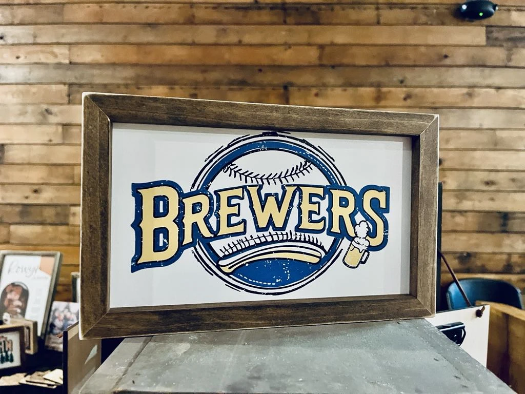 Farmhouse Baseball Wall Art – ‘Brewers’ Sign With Beer Mug And Bat Design, Framed Sports Decor For Man Cave Or Game Room, Wisconsin Fan Gift 6 Farmhouse Baseball Wall Art – ‘Brewers’ Sign With Beer Mug And Bat Design, Framed Sports Decor For Man Cave Or Game Room, Wisconsin Fan Gift - Image 6