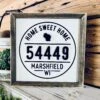 Custom Home Zip Code Sign | Personalized City & Zip Code Decor | Raised Lettering & Printed Background