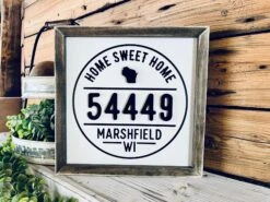 Custom Home Zip Code Sign | Personalized City & Zip Code Decor | Raised Lettering & Printed Background