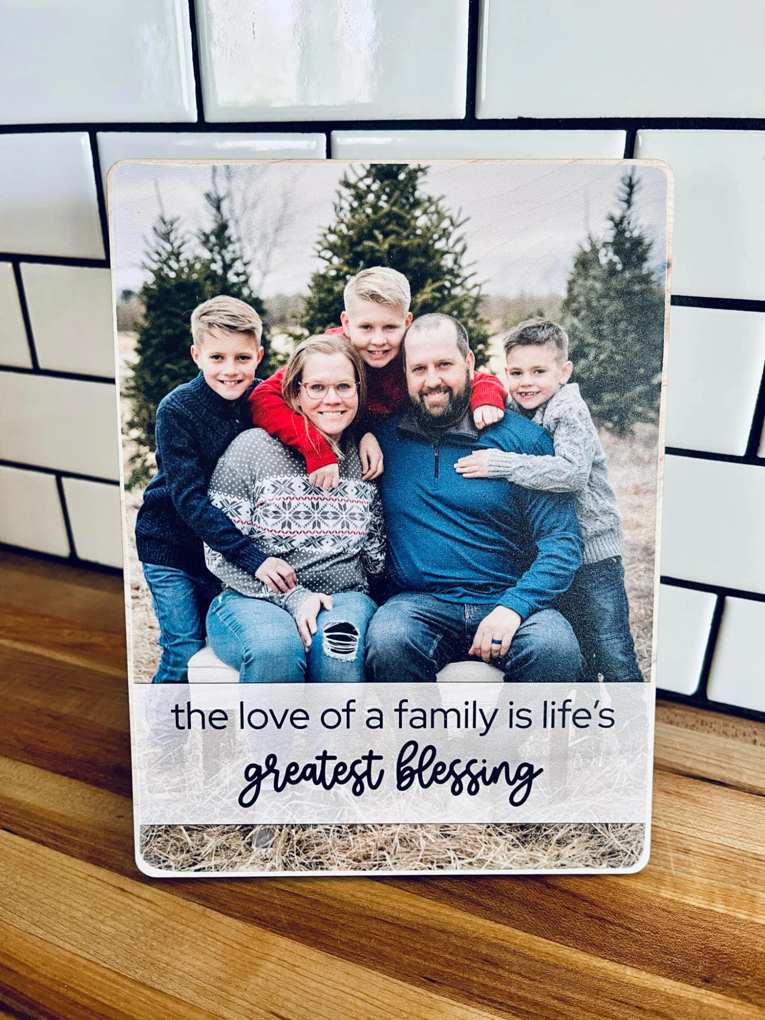 Family Photo On Wood | Custom Shelf Sitter With Personalized Quote Or Name 5 Family Photo On Wood | Custom Shelf Sitter With Personalized Quote Or Name - Image 5