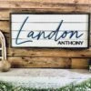 Personalized Nursery Name Sign – Custom Wood Baby Name Sign With First And Middle Name – Farmhouse Wall Decor For Boys Room Or Baby Shower Gift