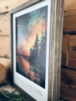 Wisconsin Northwoods Wall Art - Framed Night Sky Print With Lake & Trees | Northern Lights | Cabin Decor | Nature-Inspired Wisconsin Gift -The Farmer’s Wife WI Deals Store c6733ed9 e368 463d 8454 70dfdba4fe73