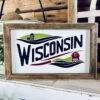 Wisconsin Farmhouse Wood Sign | Barn And Silo Wall Art | Framed Country Decor | Printed Wisconsin State Sign For Home Or Gift