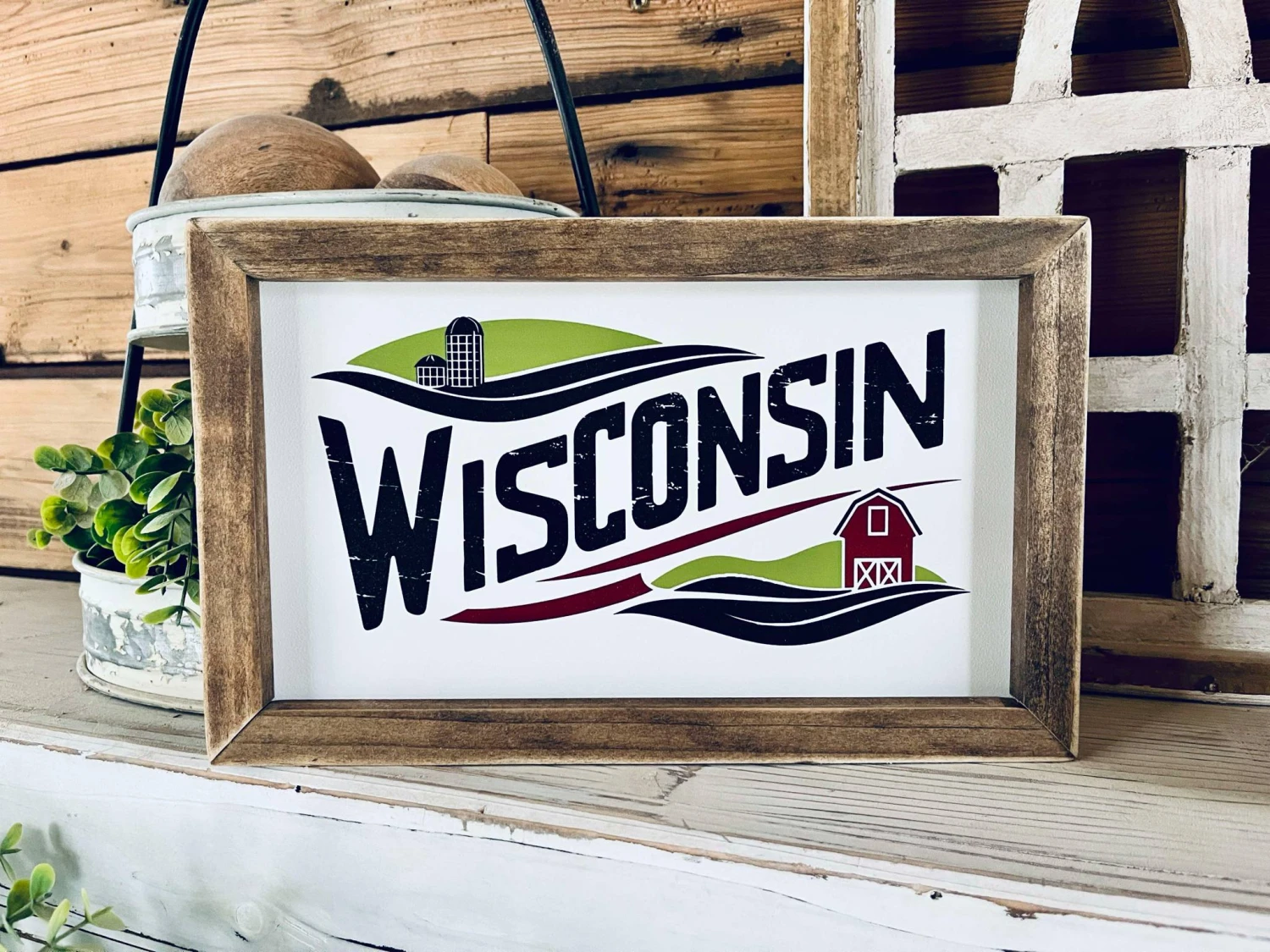Wisconsin Farmhouse Wood Sign | Barn And Silo Wall Art | Framed Country Decor | Printed Wisconsin State Sign For Home Or Gift 1 Wisconsin Farmhouse Wood Sign | Barn And Silo Wall Art | Framed Country Decor | Printed Wisconsin State Sign For Home Or Gift