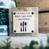 Funny Kitchen Shelf Sign | I'm Sorry For What I Said When I Was Hungry | Farmhouse Chic Home Decor | Wood Sign With Utensils | Funny Foodie Gift | Kitchen Wall Art