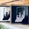 Framed Indiana Cornfield Sign With Raised Lettering – Farmhouse Chic State Outline, 3D Laser Cut Wall Art