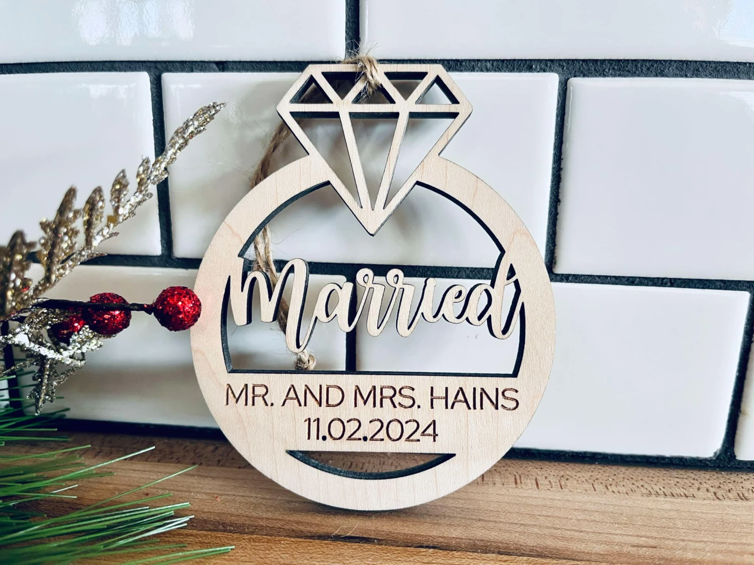 Marriage Christmas Ornament | Engaged Christmas Ornament | Personalized Wedding Ornament 1 Marriage Christmas Ornament | Engaged Christmas Ornament | Personalized Wedding Ornament