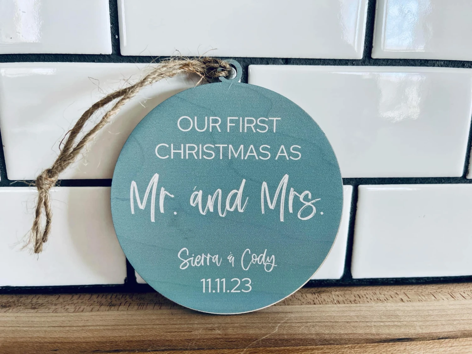 Personalized Double-Sided Wedding Ornament – Custom Photo & Text, Newlywed Gift, First Christmas As Mr. & Mrs., UV Printed On Maple 2 Personalized Double-Sided Wedding Ornament – Custom Photo & Text, Newlywed Gift, First Christmas As Mr. & Mrs., UV Printed On Maple - Image 2