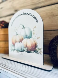 Autumn Pumpkin Decor Sign | Fall Arch Shelf Sitter | Neutral Farmhouse Fall Decoration | UV Printed Wood Sign | Autumn Leaves Display -The Farmer’s Wife WI Deals Store e6f44164 062d 416d b964 1c7e34d69a64