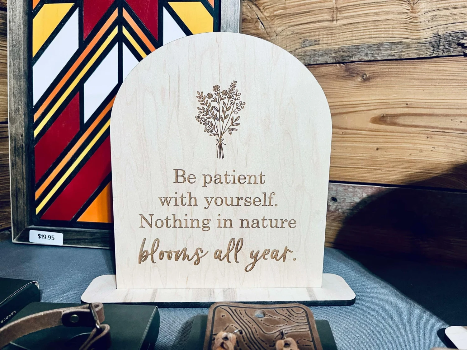 Be Patient With Yourself Engraved Maple Wood Sign - Inspirational Shelf Decor - Motivational Gift For Home Or Office 1 Be Patient With Yourself Engraved Maple Wood Sign - Inspirational Shelf Decor - Motivational Gift For Home Or Office