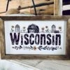 Wisconsin Farmhouse Sign With Flowers | Framed Barn & Silo Wood Wall Art | Country Home Decor | Printed Wisconsin State Sign