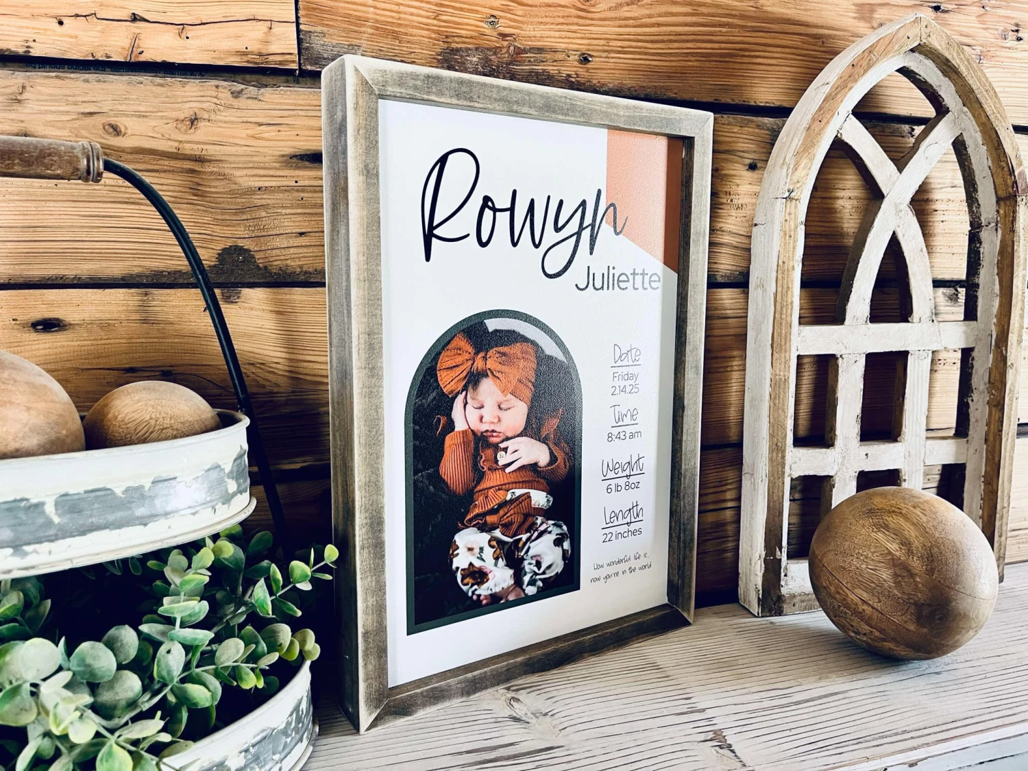 Personalized Birth Stats Framed Wood Print – Custom Newborn Photo Keepsake 6 Personalized Birth Stats Framed Wood Print – Custom Newborn Photo Keepsake - Image 6