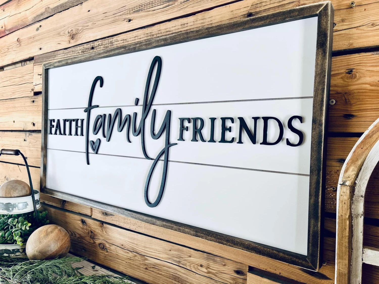 Faith Family Friends Sign | Raised Lettering Farmhouse Sign With Shiplap 6 Faith Family Friends Sign | Raised Lettering Farmhouse Sign With Shiplap - Image 6
