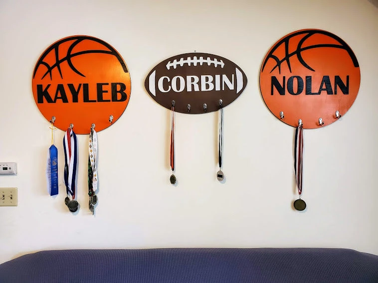 Personalized 3D Cutout Sports Decor Sign With Child's Name | Sports Medal Display 1 Personalized 3D Cutout Sports Decor Sign With Child's Name | Sports Medal Display