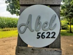 Custom Round 3D House Number Last Name Decor Cutout Sign 16 Custom Round 3D House Number Last Name Decor Cutout Sign -The Farmer’s Wife WI Deals Store round house number 3