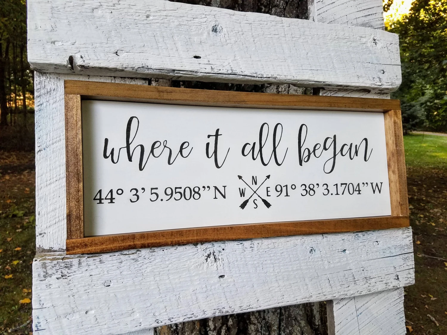 Handmade Custom Sign | Where It All Began Longitude And Latitude Coordinates 4 Handmade Custom Sign | Where It All Began Longitude And Latitude Coordinates - Image 4