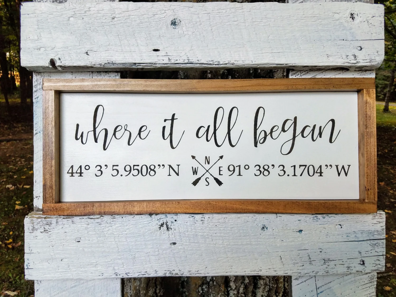 Handmade Custom Sign | Where It All Began Longitude And Latitude Coordinates 1 Handmade Custom Sign | Where It All Began Longitude And Latitude Coordinates