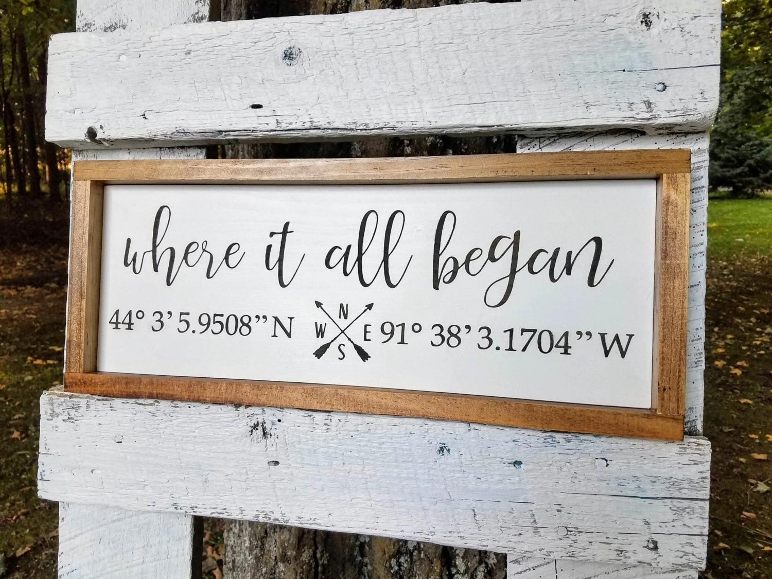 Handmade Custom Sign | Where It All Began Longitude And Latitude Coordinates 3 Handmade Custom Sign | Where It All Began Longitude And Latitude Coordinates - Image 3
